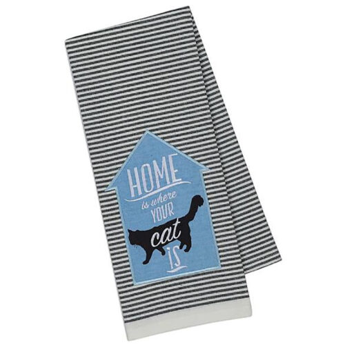 Khăn lau Design Imports Cat Dishtowel Black & White Stripe