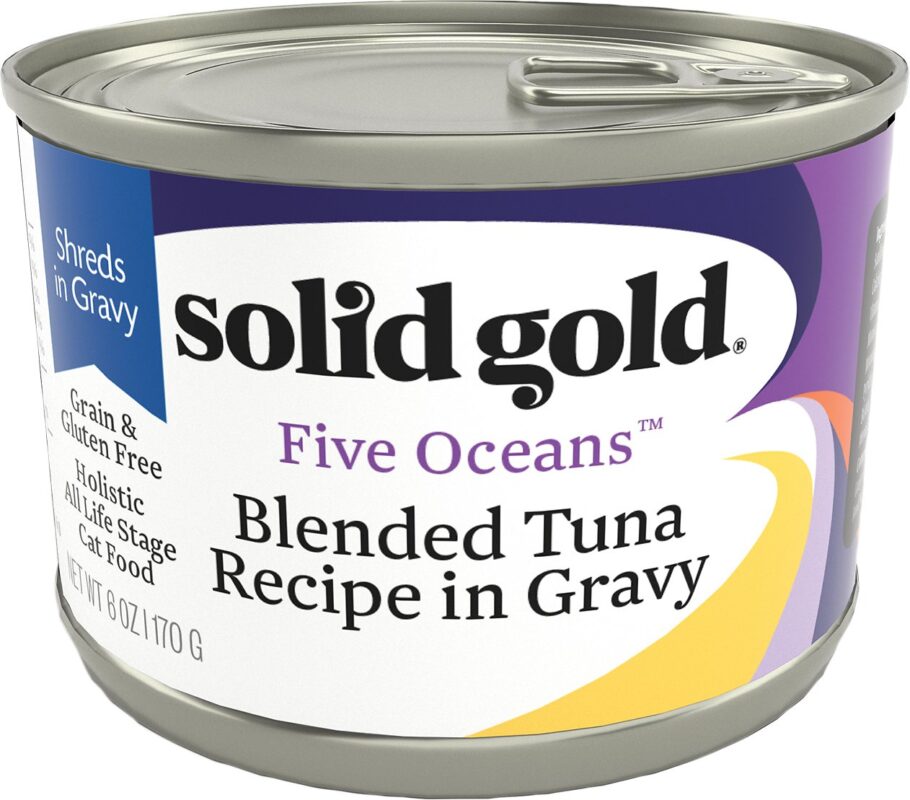 Thức ăn ướt cho mèo Solid Gold Five Oceans Shreds with Real Tuna Recipe in Gravy