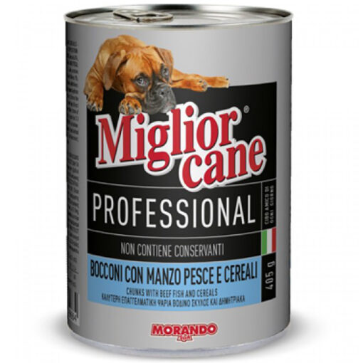 Pate cho chó Morando Migliorcane Professional Chunks With Beef Fish And Cereals