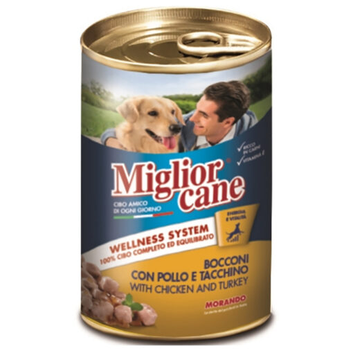 Thức ăn ướt cho chó Morando Migliorcane chunks with chicken and turkey
