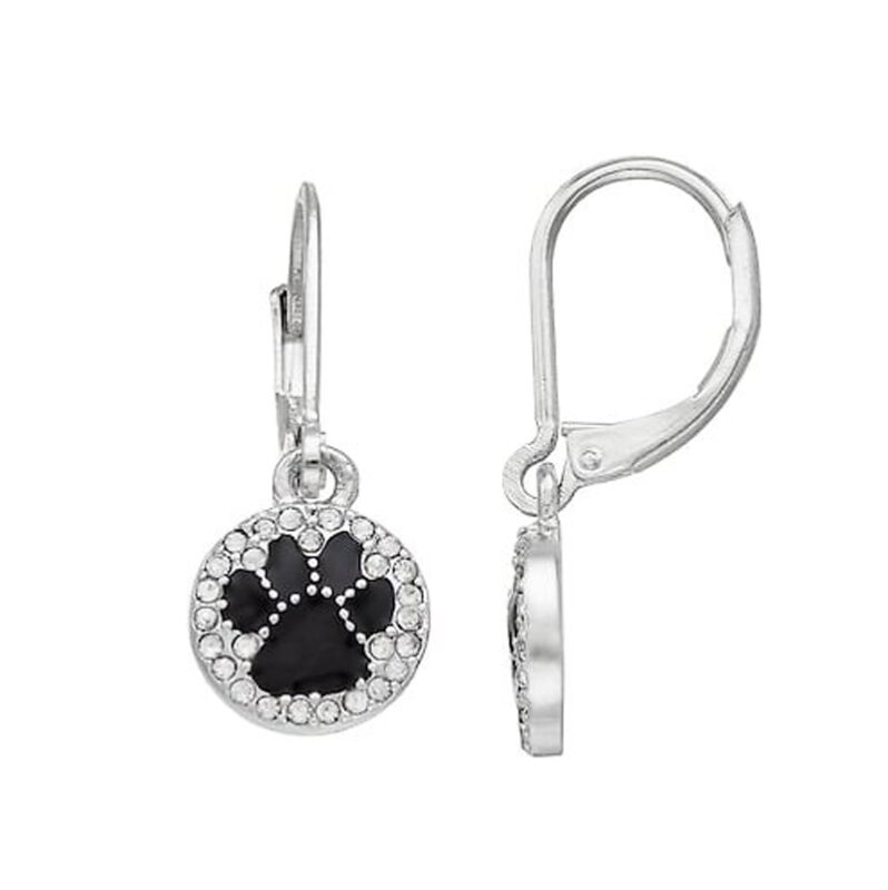 Bông tai bạc Pet Friends Paw Circle Drop Earrings, Silver Jet