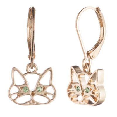 Bông tai vàng Pet Friends Cutout Cat Drop Earrings, Gold Green 4 Bông tai vàng Pet Friends Cutout Cat Drop Earrings, Gold Green