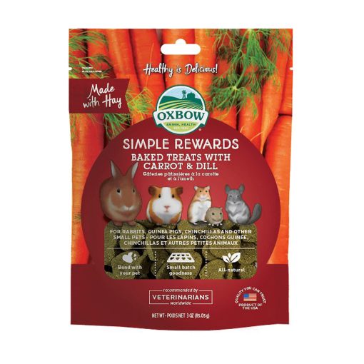 Thức ăn cho vị cà rốt cho thỏ Oxbow Simple Rewards Oven Baked with Carrot & Dill Small Animal Treats