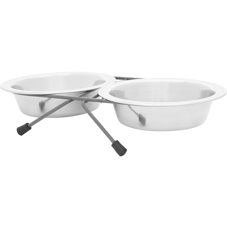 Bát ăn đôi cho chó mèo Van Ness Double Dish in Wire Rack Pet Bowls