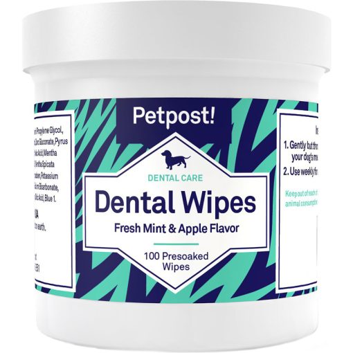 Khăn lau miệng cho chó Petpost Dental Dog Wipes, Mint & Apple