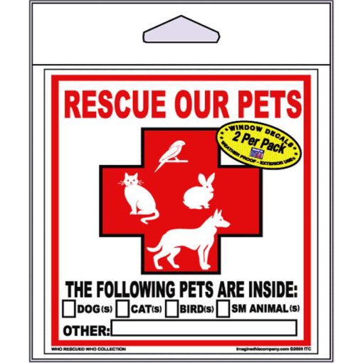 Thẻ báo nguy hiểm cho thú cưng Imagine This Company "Rescue Our Pets" Decal